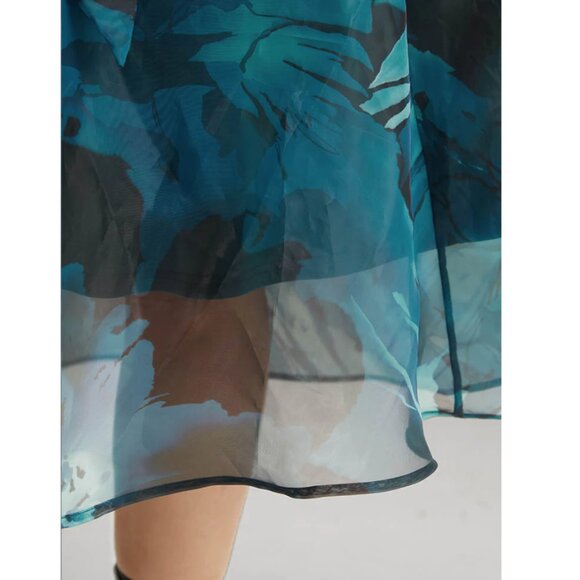 BloomChic Floral Square Neck Mesh Patchwork Belted Ruched Dress 22-24 NWT - Picture 3 of 3